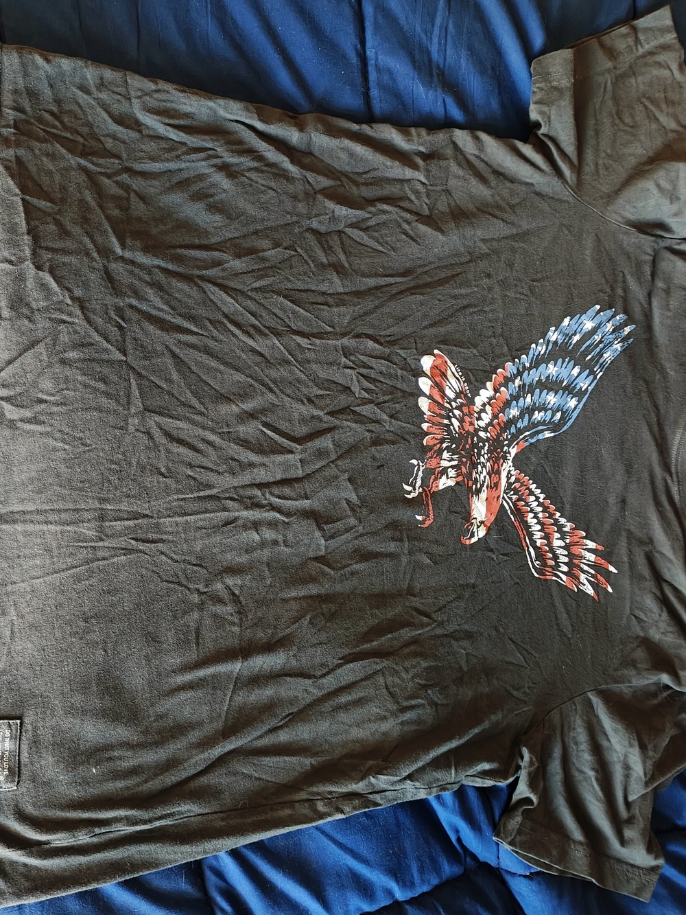 Black Men’s Graphic Eagle T-Shirt - Patriotic Red & Blue